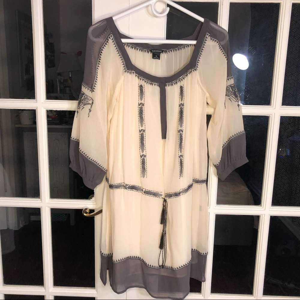 Club Monaco Silk Dress In Nude & Purple